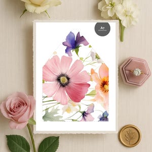 Wildflower Wedding Envelope Liner Template (Multiple Sizes)