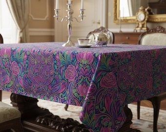 Psychedelic ornate Owl  Indian Traditional Cotton Poly modern floral  Print Tablecloth