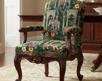Animal Arches pattern Upholstery Fabric - Arts and Crafts Banana Leaf Print