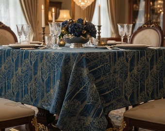 Woods & Stars  Indian Traditional Cotton Poly modern floral  Print Tablecloth