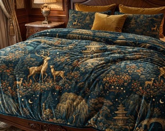 The Brook Forest Ropa de cama escena del bosque místico Edredón impreso, Razai, Jaipuri Razai, Edredón