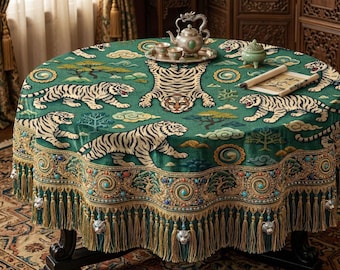 Tiger Republik Indische Traditionelle Baumwolle Poly moderne Blumendruck Tischdecke