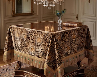 Mehrere Leopard Indische Traditionelle Baumwolle Poly moderne Blumendruck Tischdecke