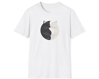 Camiseta unisex de estilo suave Harmony Cat, ideal para amantes de los gatos, regalo para dueños de mascotas, adorable camiseta de animal, ropa informal, regalo de cumpleaños