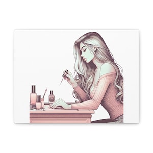 Chic Canvas Art Print, Elegant Wall Decor, Beauty Lover Gift, Feminine Home Office Accent, Fashion Illustration