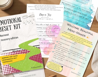 Burnout Recovery Kit – 5-in-1 Mental Reset Bundle | Digital Download for Wellness, Self-Care & Emotional Healing