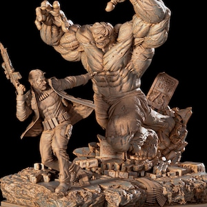 Hulk vs Punisher Diorama/Sculpture/3D Resin Model/Collectible Figure