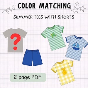 Color Matching Game - MATCH THE SHIRTS/ Toddler Printable, Montessori Preschool Game, downloadable pdf