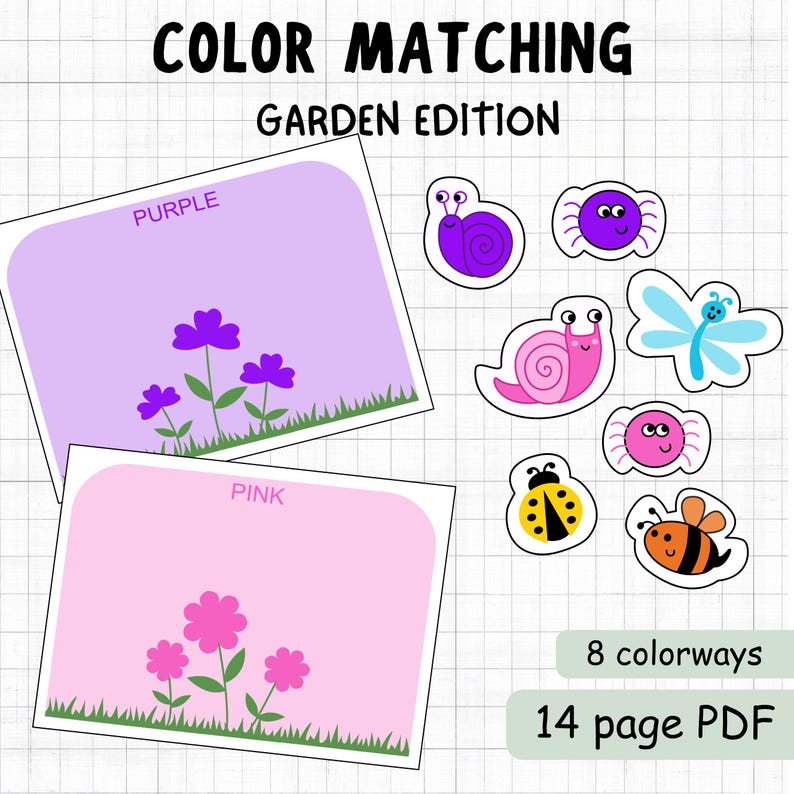 Color Matching Game - Garden Edition, Toddler Printables, Montessori ...