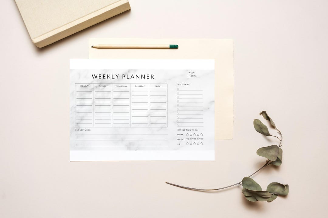 Minimalist Weekly Planner Template | Printable White Calendar (canva ...