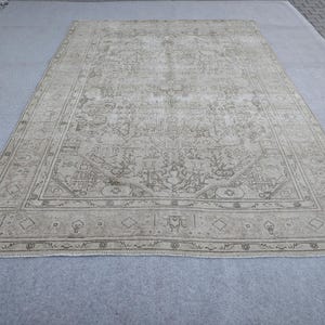 8X11 Neutral Turkish Rug, Vintage Turkish Rug, Antique Oushak Rug, Large Persian Rug, Oversized Rug, 8x11 Oushak Rug, 7.8x11.0 Feet
