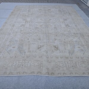 9x12 Tribal Area Rug, 9x12 Neutral Rug, 9x12 Oversized Rug, Vintage Turkish Rug, Authentic Oushak Rug, 9x12 Muted Rug, 9.4x12.3 Feet