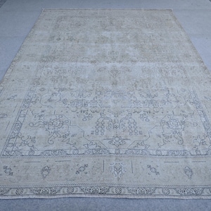 8x11 Turkish Rug Neutral, Antique Persian Rug, Desinger Oushak Rug, Bedroom Rug, 8.0x10.8 Feet