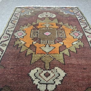 2x3 Turkish Wool Rug, Small Handmade Oushak Carpet, Doormat, Bathmat