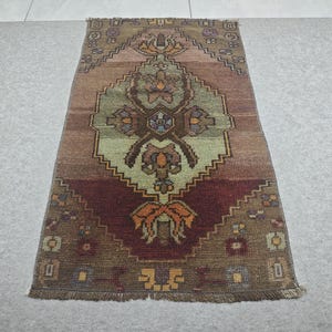 2x3 Turkish Oushak Rug, Handknotted Wool Rug, Faded Vintage Rug, Small Antique Rug, 1.7x2.9 feet