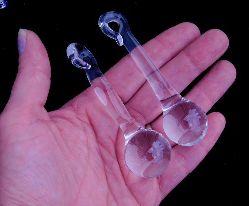 Set of Two Hand Sculpted Glass Teardrop Icicles Ready To Ship