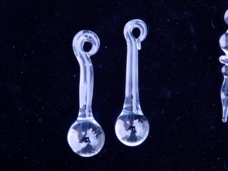 Set of Two Hand Sculpted Glass Teardrop Icicles Ready To Ship
