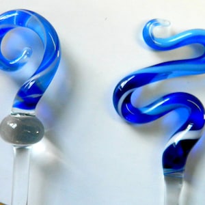 Cobalt Blue Glass Cocktail Stirrers, Swizzle sticks, Drink Mixer, Bar Tools Hand sculpted