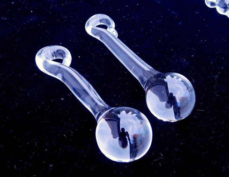 Set of Two Hand Sculpted Glass Teardrop Icicles Ready To Ship