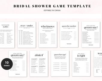 Bridal Shower Game Template – Editable Canva Design – Printable Wedding Shower Activity – Wedding Essential – Fun Game – Instant Download