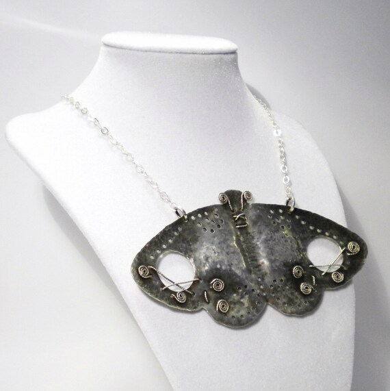 Items similar to Butterfly Bib Statement Necklace Sterling Silver Ready