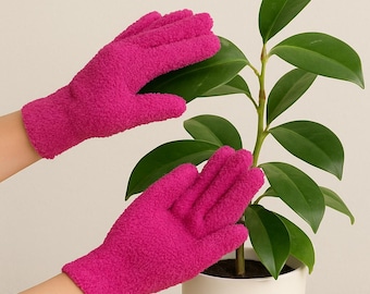Microfiber Plant Dusting Gloves – Gentle Leaf Cleaning Gloves for Houseplants | Reusable & Lint-Free