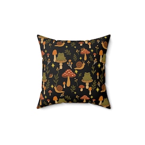Whimsical Mushroom Pillow, Cozy Home Decor, Boho Accent Cushion, Nature Lover Gift, Fall Home Decor, Snail Design Pillow