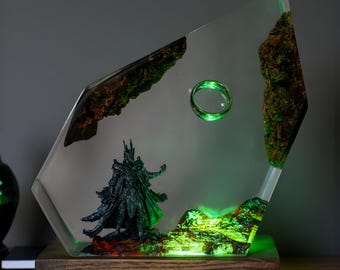 Lámpara de resina con anillo flotante de ESDLA: Luz nocturna de fantasía oscura