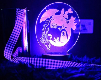 Lampka nocna Studio Ghibli | Lampa LED z grafiką fanowską Totoro i Spirited Away | Dekoracja pokoju w stylu anime