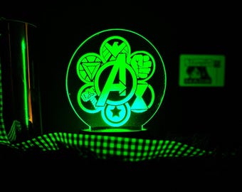 Avengers LED Lamp | Marvel Superhero Night Light | Geek Room Decor