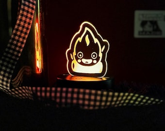 Calcifer Night Light | Howl’s Moving Castle Fan Art LED Lamp | Ghibli Room Decor