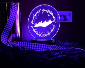Lord of the Rings Night Light | LOTR Fellowship Fan Art LED Acrylic Lamp | Tolkien Room Decor