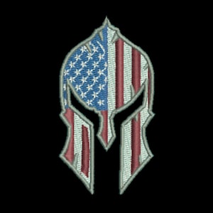 Spartan Helmet USA Flag Embroidery Design, Patriotic Warrior Machine Stitch (Digital Download)