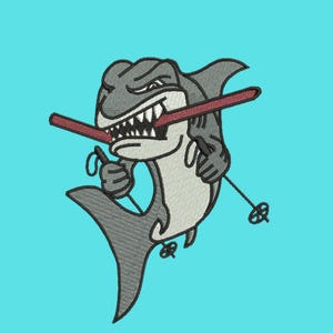 Wzór haftu: groźny rekin, drapieżnik oceaniczny, odważna wędka (natychmiastowe pobranie)