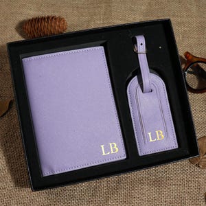 Personalized Monogrammed Passport Wallet & Luggage Tag, Leather Passport Wallet, Groomsmen Gift, Bridesmaid Gift, Travel Gift