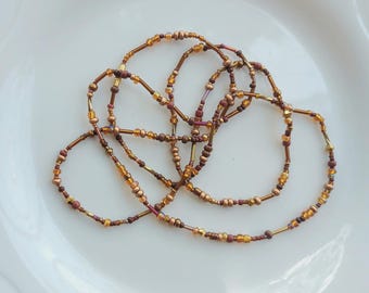 Japanese Miyuki Waist Beads with Crystal, Exclusive Limited Edition, Custom Made, Coffee Color