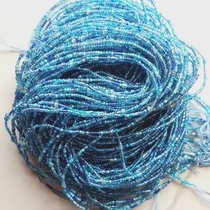 Cuentas de cintura azul claro con cristal, auténtica joyería corporal ghanesa, diseño exclusivo