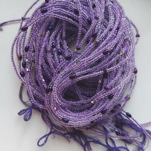 Cuentas violetas para la cintura con cristal, auténtica joyería ghanesa con cuentas.