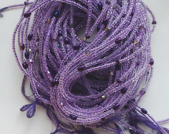 Violet Waist Beads with Crystal, Authentic Ghanaian Beaded Body Jewelry