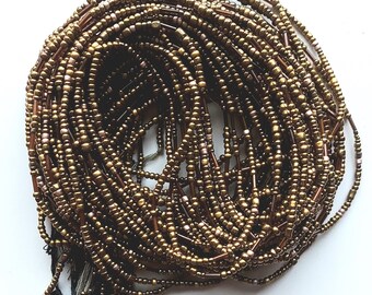 Mixed Brass Color Glass Waist Beads, Authentic Ghanaian Body Jewelry