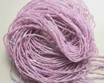 Lilac Waist Beads with Crystal, Authentic Ghanaian Beaded Body Jewelry