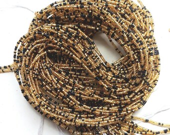 Gold and Black Waist Beads, Authentic Ghanaian Beaded Body Jewelry