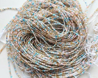 Gold, Silver, Pink & Blue Waist Beads, Authentic Ghanaian Belly Chain, Exclusive Design
