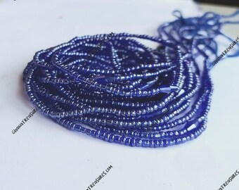 Violet Blue Waist Beads with Crystal, Authentic Ghanaian Body Jewelry