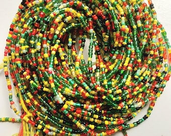 African Colors Waist Beads, Authentic Ghanaian Beaded Body Jewelry
