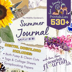 Wildlife Gardener&#39;s Summer Scrapbook Kit: Printable Nature Junk Journal (Digital Download