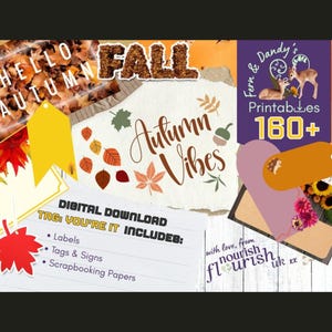 Fall Junk Journal Ephemera Kit: 160+ Printable Autumn Tags & Labels (Digital Download)