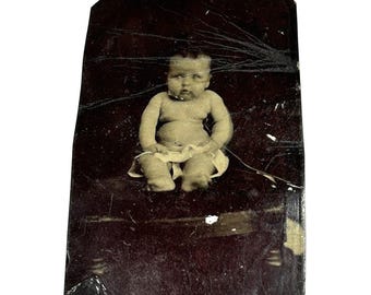 Antik dold mamma, tontyp, babyfoto, viktorianskt 1800-tal, 10 x 7,5 cm