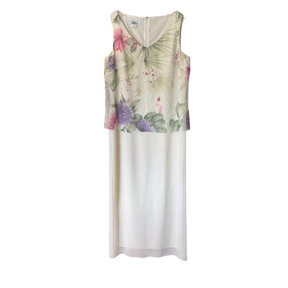 Y2K Ivory Floral Formal Dress Size XL 16 18 Vintage Chiffon Maxi Wedding  Guest - Etsy