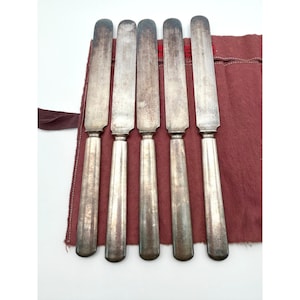 Antique 1847 Rogers Bros 16 DWT Silverplate Blunt Dinner Knives Set of 5